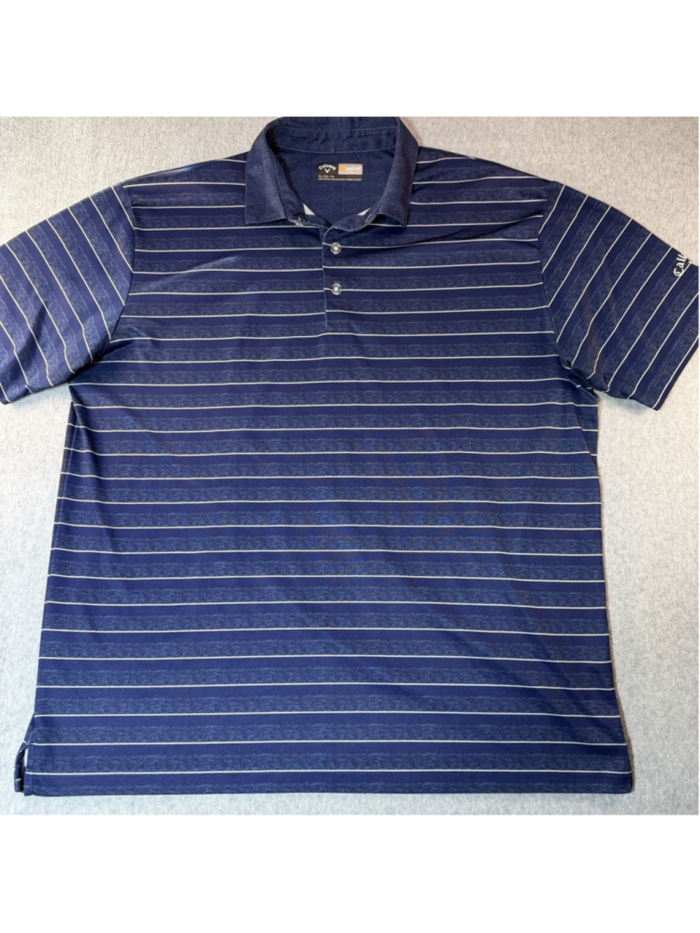 Callaway Opti Dri Golf Polo Shirt Mens Size XL Navy White Striped Performance